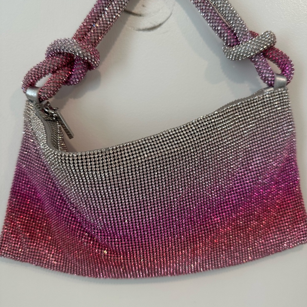 Sparkling Pink & Silver Rhinestone Shoulder Bag